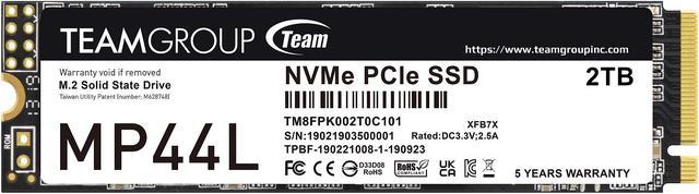 [TM8FPK002T0C101] TM8FPK002T0C101 TEAMGROUP MP44L 2TB SLC Cache NVMe 1.4 PCIe Gen 4x4 M.2 2280 Laptop&Desktop SSD (R/W Speed up to 4,800/4,400MB/s)