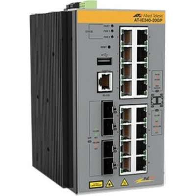 [AT-IE340-20GP-80] AT-IE340-20GP-80 16 x 10/100/1000T POE+ ports  4 x 100/1000X SFP adv L3 industrial switch DC power supplies Requires purchase of NetCover Support/ Software Updates