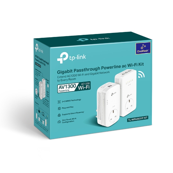 [TL-WPA8631P KIT] TL-WPA8631P KIT AV1300 Gigabit Passthrough Powerline ac Wi-Fi Kit OneMesh