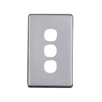 040.0.0104 Elegant 3 Gang Aluminium Plate - Silver Matte