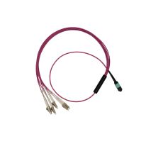 [MPOF4LC-OM4-5M-8] 5m MPO-LC 8F Multimode OM4 Fiber Optic Cable | Magenta