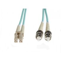 [FL.OM4LCST05M] FL.OM4LCST05M 0.5m LC-ST OM4 Multimode Fibre Optic Cable: Aqua