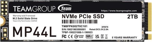 [TM8FPK002T0C101] TEAMGROUP MP44L 2TB SLC Cache NVMe 1.4 PCIe Gen 4x4 M.2 2280 Laptop&Desktop SSD (R/W Speed up to 4,800/4,400MB/s)
