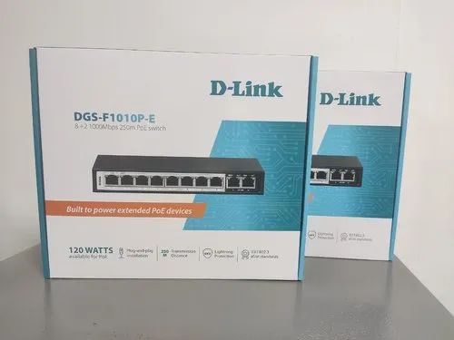 [DGS-F1010P-E] 10-Port Gigabit PoE Switch with 8 Long Reach PoE Ports and 2 Uplink Ports. PoE budget 96W.