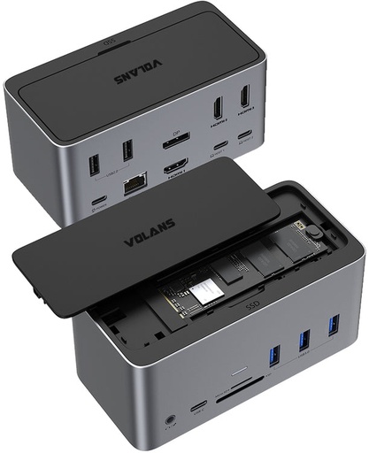 [VL-UCQDMD] VL-UCQDMD Aluminium Quadruple Display Multifunctional USB-C Docking Station 