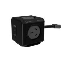 [011.165.4075] PowerCube 4 Power Outlet 2 USB A and 1 USB C 20W charging outlets | 1.5m Black