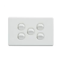 [040.0.0090] Elegant Wall Switch 5 Gang 250V 16A - Horizontal