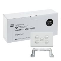 [040.0.0090.10PACK] Elegant Wall Switch 5 Gang 250V 16A - Horizontal - 10 Pack with 10 FREE C-Clips