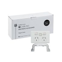 [040.0.0100.10PACK] Elegant Double Power Point 250V 10A with Extra Switch - Horizontal - 10 Pack with 10 FREE C-Clips