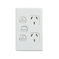 [040.0.0101] Elegant Double Power Point 250V 10A with Extra Switch - Vertical