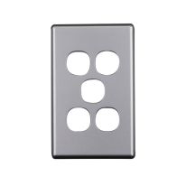 [040.0.0106] Elegant 5 Gang Aluminium Plate - Silver Matte