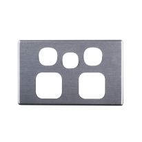 [040.0.0111] Elegant Double GPO Extra Switch Aluminium Plate - Silver Matte
