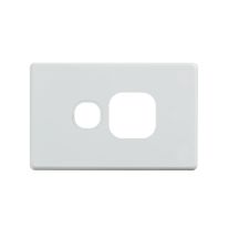 [040.000.0028] Classic Single Power Point Cover Plate - White - Horizontal