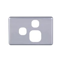 [040.000.0049] Classic Single Power Point with Extra Switch Cover Plate - Horizontal - Silver