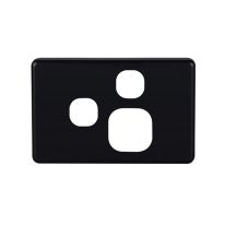 [040.000.0059] Classic Single Power Point with Extra Switch Cover Plate - Horizontal - Black