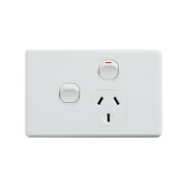 [040.000.0309] Classic Single Power Point 250V 10A with 16AX Extra Switch - Horizontal
