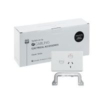 [040.000.0309.10PACK] Classic Single Power Point 250V 10A with 16AX Extra Switch  - Horizontal - 10 Pack with 10 FREE C-Clips