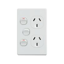 [040.000.0315] Classic Double Power Point 250V 10A with 16AX Extra Switch - Vertical