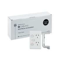 [040.000.0315.10PACK] Classic Double Power Point 250V 10A with 16AX Extra Switch - Vertical - 10 Pack with 10 FREE C-Clips
