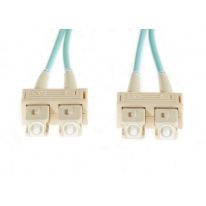 [FL.OM4SCSC05M] 0.5m SC-SC OM4 Multimode Fibre Optic Cable: Aqua