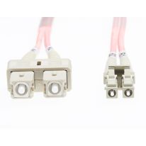 [FL.OM1LCSC05MP] 0.5m LC-SC OM1 Multimode Fibre Optic Cable: Salmon Pink
