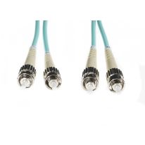 [FL.OM3STST5M] 5m ST-ST OM3 Multimode Fibre Optic Cable: Aqua