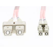 [FL.OM1LCSC10MP] 10m LC-SC OM1 Multimode Fibre Optic Cable: Salmon Pink