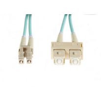 [FL.OM4LCSC2M] 2m LC-SC OM4 Multimode Fibre Optic Duplex Patch Lead: Aqua