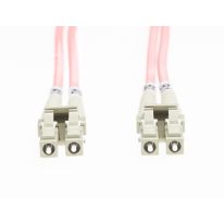 [FL.OM1LCLC10MP] 10m LC-LC OM1 Multimode Fibre Optic Cable: Salmon Pink