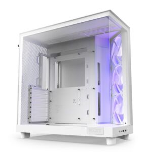 NZXT CC-H61FW-R1 H6 Flow RGB Compact Dual-chamber Mid Tower ATX Case - White