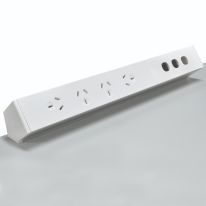 [018.040.0002] OE Elsafe: Qiksilva 70 - 4 x GPO / 3 x Data Cutouts (AUNZ) with 800mm Lead with 2 x Desktop Clamp Bracket
