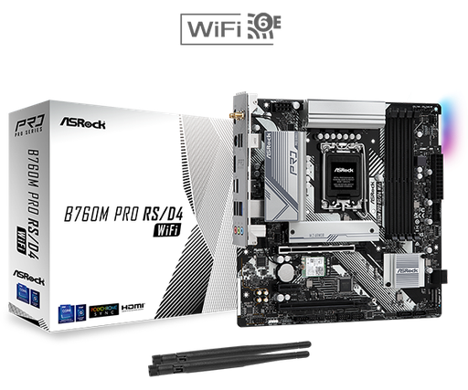 [B760M PRO RS/D4 WIFI] B760M Pro RS/D4 WiFi LGA1700 DDR4 Micro ATX Motherboard