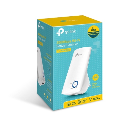 [6935364070847] TP-Link TL-WA850RE N300 WiFi Range Extender 2.4GHz (300Mbps) 1x100Mbps LAN 802.11bgn 2x OnBoard antennas Mini size wall-mounted (~TL-WA855RE)