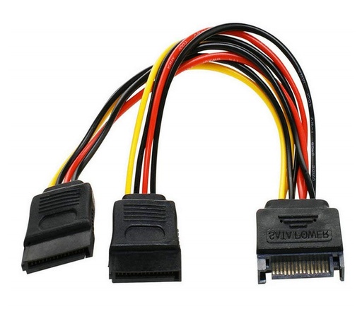 [9341756005439] 8Ware HDD SATA Power Splitter Y Cable Adapter 15cm 1x 15-pin to 2x 15-pin Male to Female 1 to 2 Extension