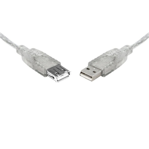 [9341756008874] 8Ware USB 2.0 Extension Cable 2m A to A Male to Female Transparent Metal Sheath Cable