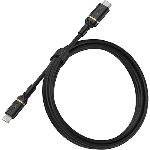 [840104211991] OtterBox Lightning to USB-C Fast Charge Cable (1M) - Black (78-52551), 3 AMPS (60W),MFi/USB PD,3K Bend/Flex,480Mbps Transfer, 2 Years Warranty