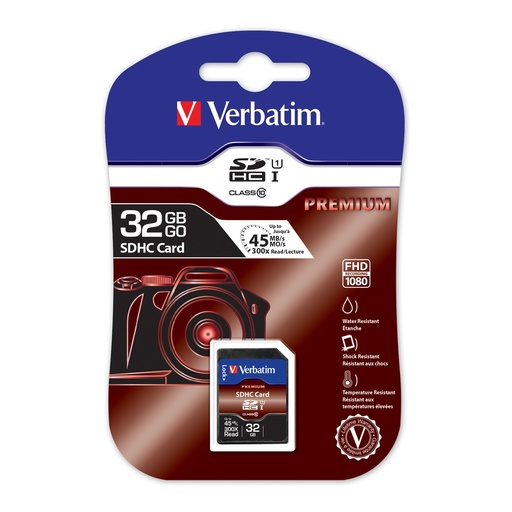 [23942439639] Verbatim SDHC 32GB (Class 10) Up to 45MB/Sec 300X read speed