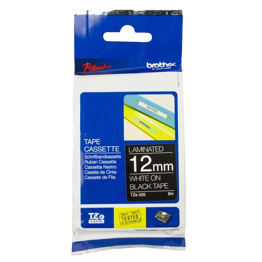 [4977766681674] Brother 12mm White on Black TZE Tape