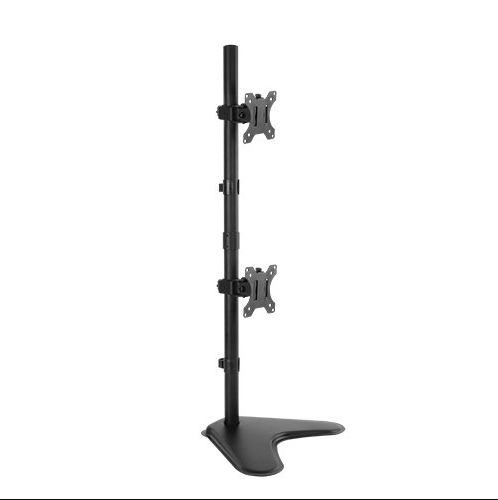 [6956745160117] Brateck Dual Free Standing Screens Economical Double Joint Articulating Steel Monitor Stand Fit Most 13"-32"Monitors Up to 8kg per screenVESA 100x100