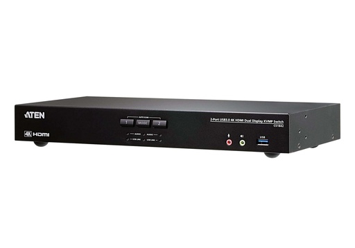 [4710469340031] Aten Desktop KVMP Switch 2 Port Dual Display 4k HDMI w/ audio, Cables Included, 2x USB Port, Selection Via Front Panel