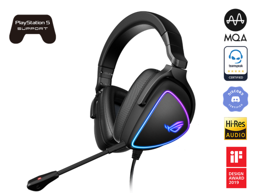 [4718017659680] ASUS ROG DELTA S Lightweight USB-C Gaming Headset with AI noise-canceling mic, MQA rendering technology, RGB lighting, PC, Switch  PS5