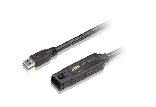 [4719264645365] Aten USB 3.1 Gen 1 10m Extender Cable with AC Adapter, support 5 Gbps data-rate, daisy-chain up to 50m, unique locker head design