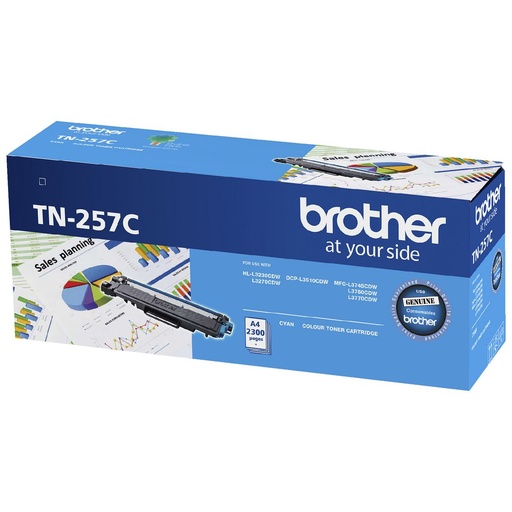 [4977766791441] Brother TN-257C  Cyan High Yield Toner Cartridge to Suit -  HL-3230CDW/3270CDW/DCP-L3015CDW/MFC-L3745CDW/L3750CDW/L3770CDW (2,300 Pages)