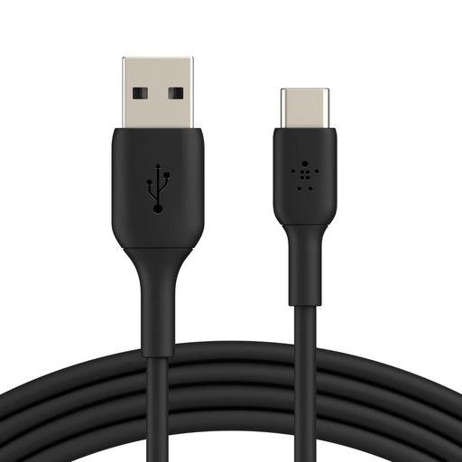 [745883788521] Belkin BoostCharge USB-C to USB-A Cable (3m/9.8ft) - Black (CAB001bt3MBK), 12W, 480Mbps,8K+ bend, Samsung Galaxy,iPad,MacBook,Google,OPPO,Nokia,2YR