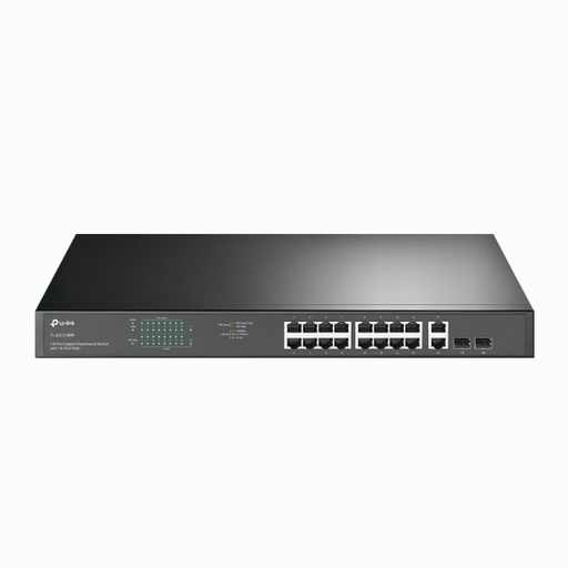 [6935364072155] TP-Link TL-SG1218MP 18-Port Gigabit Rackmount Switch With 16 PoE+  2 SFP Slots, 16× Gigabit PoE+ Ports, 2× Gigabit Non-PoE Ports, 2× Combo Gigabit SF