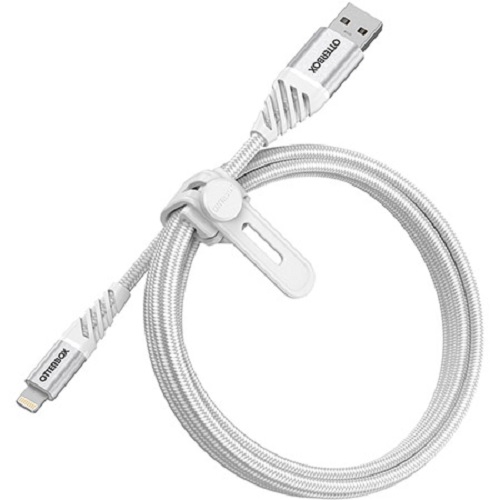 [840104218082] OtterBox Lightning to USB-A Premium Cable (1M) - White (78-52640), 3 AMPS (60W), MFi,10K Bend/Flex,480Mbps Transfer,Braided, 2 Years Warranty