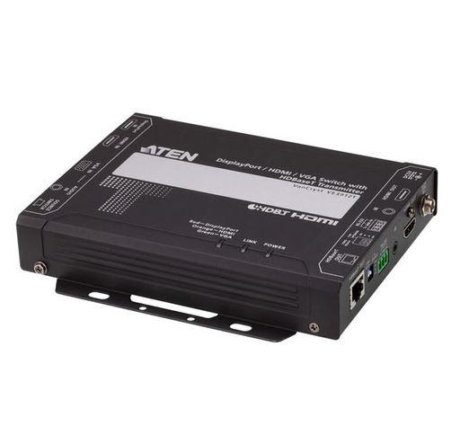 [4719264649851] Aten VE3912T 4K DisplayPort / HDMI / VGA Switch with HDBaseT Transmitter, Auto Switch Mode, Mirrored Video Output, PoH