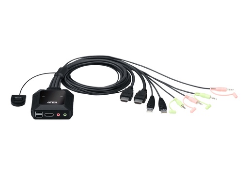 [4710469340468] Aten 2 Port USB 4K @60Hz HDMI Cable KVM Switch with Remote Port Selector