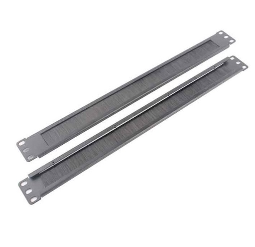 [ACC-BRUSH-1U] LDR 1U 19" Cable Management Brush Rail (Brush Panel) - Black Metal Construction