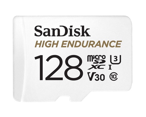 [619659173104] SanDisk High Endurance 128GB microSD 100MB/s 40MB/s 10K hrs 4K UHD C10 U3 V30 -40°C to 85°C Heat Freeze Shock Temperature Water X-ray Proof SD Adapter